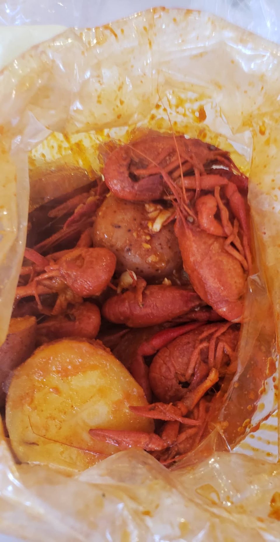 Menu page showing hot and fried seafood sections.